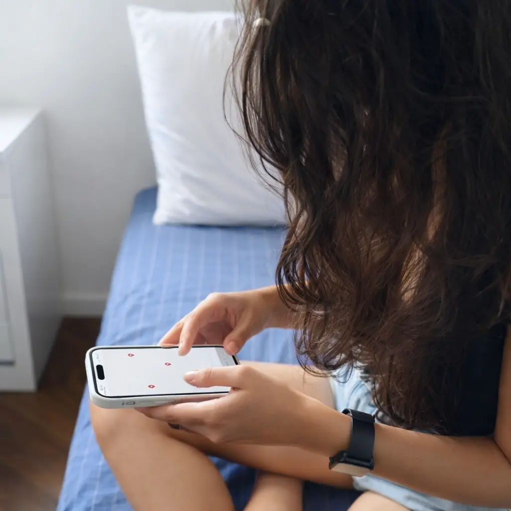 Mulher emocionada ao escanear QR code de presente personalizado